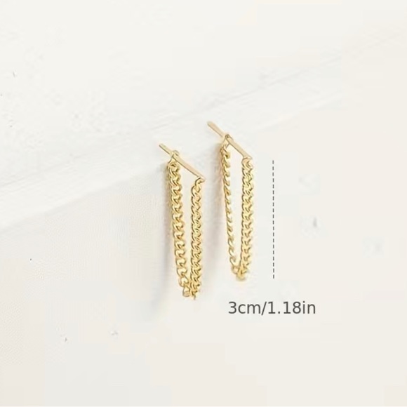 Adjustable Gold gold plated minimal Chain Earrings - Picture 10 of 11